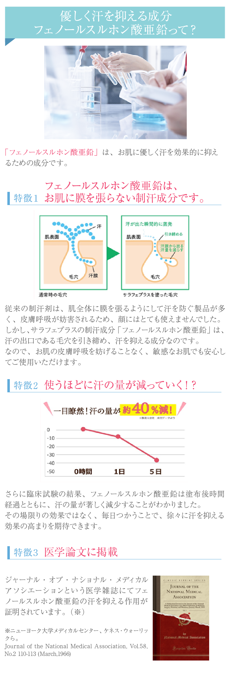 優しく汗を抑える成分フェノールスルホン酸亜鉛って？